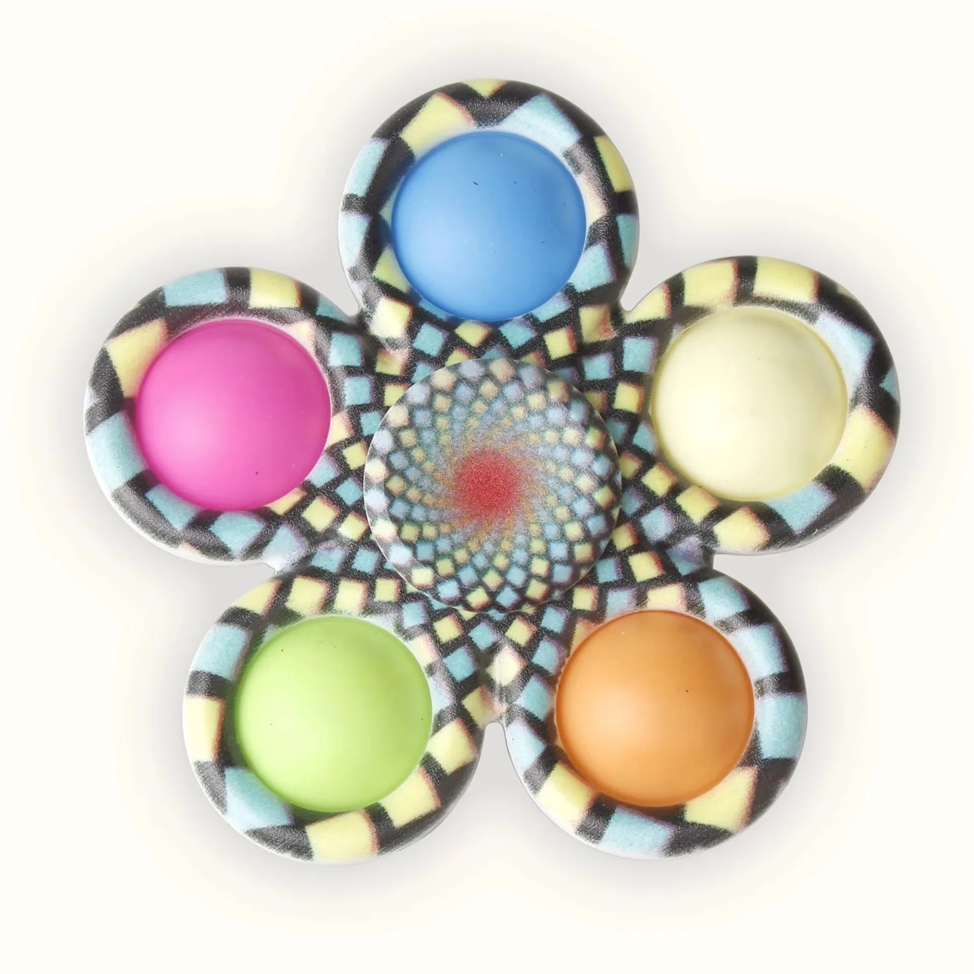 2-in-1 Tie-Dye Fidget Spinner & Push Bubble Pop Toy