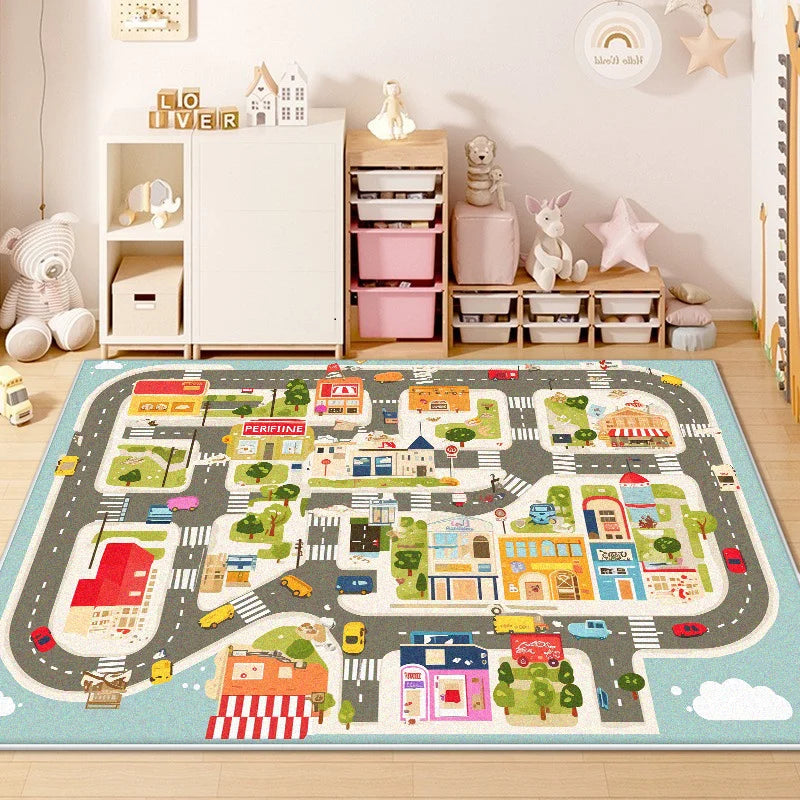 Children's Traffic Road Play Carpet – Non-Slip Soft Sensory Rug for Bedrooms & Living Rooms
