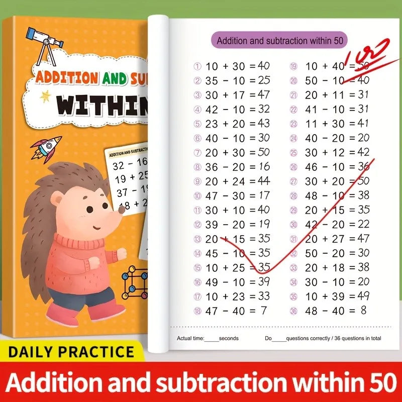 Math Practice Workbook: Addition & Subtraction Timed Drills (Grades 1-3)