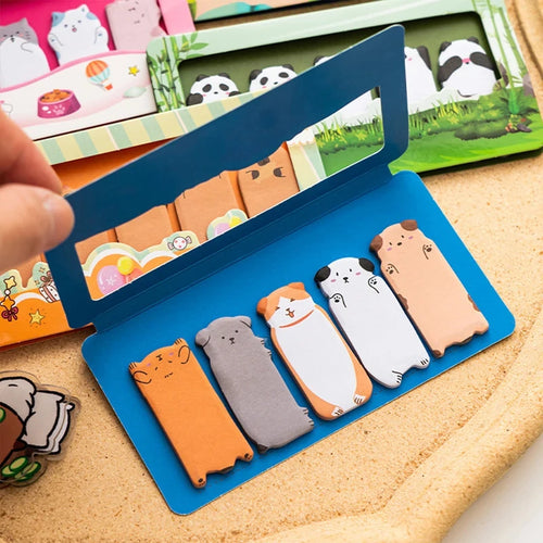 150 Sheets Cute Cartoon Animal Sticky Notes & Bookmarks Set