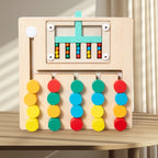 Double-Sided Wooden Four-Color Logic Game – Montessori Brain Training Toy for Kids