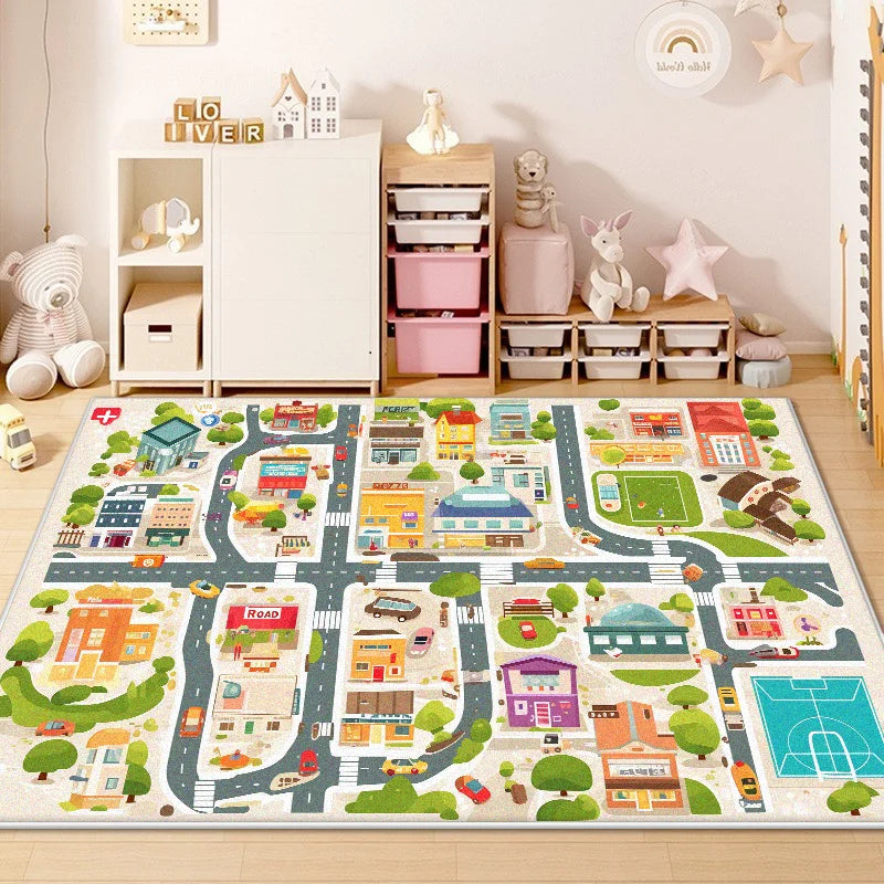 Children's Traffic Road Play Carpet – Non-Slip Soft Sensory Rug for Bedrooms & Living Rooms