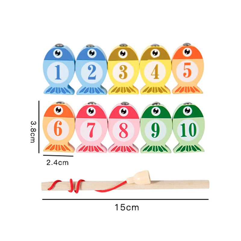 Montessori 3-in-1 Wooden Fishing & Sorting Game