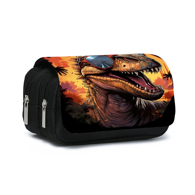 3D Cartoon Dinosaur Double Layer Pencil Case for Kids