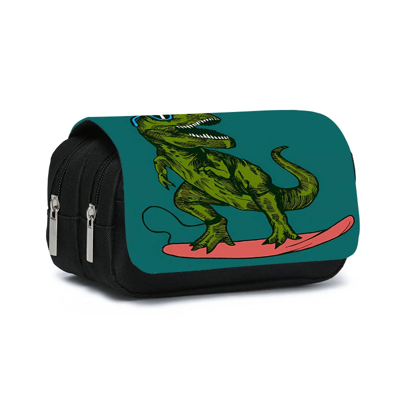 3D Cartoon Dinosaur Double Layer Pencil Case for Kids