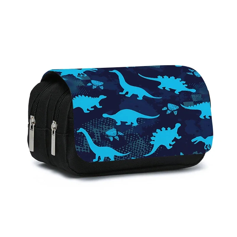3D Cartoon Dinosaur Double Layer Pencil Case for Kids