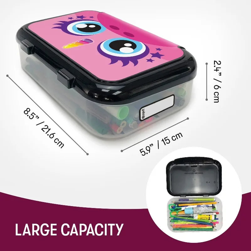 Large Capacity Pink Unicorn Pencil Box for Kids