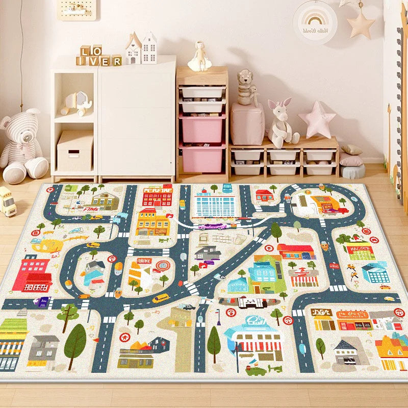 Children's Traffic Road Play Carpet – Non-Slip Soft Sensory Rug for Bedrooms & Living Rooms