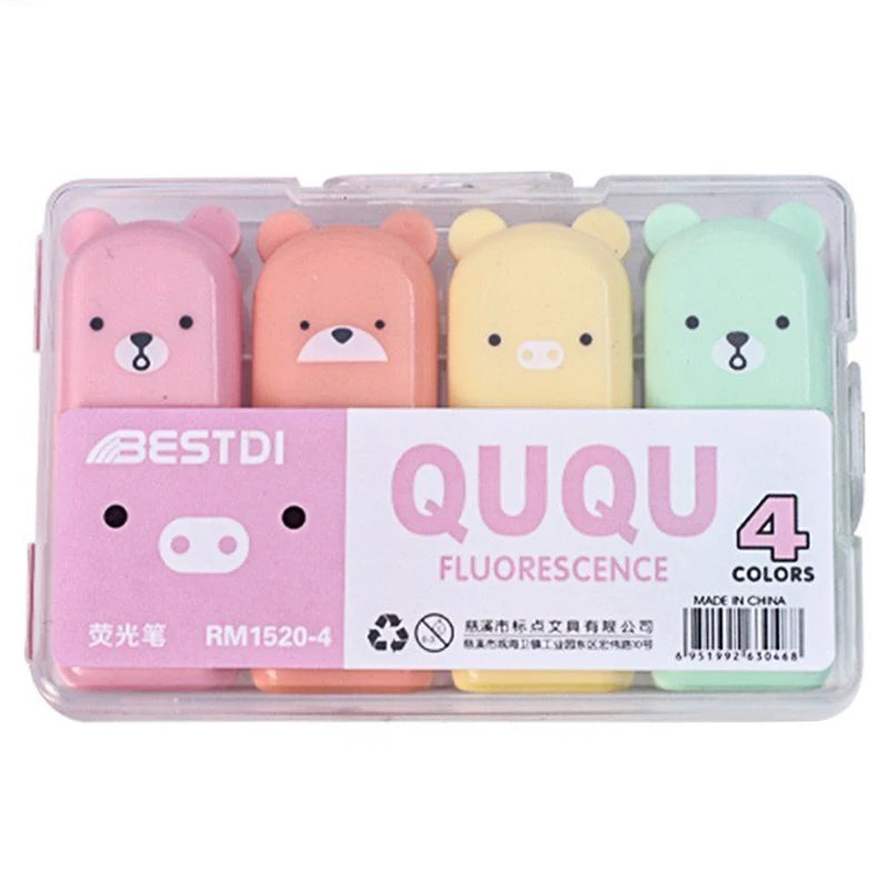 Cute Bear Mini Pastel Highlighter Pens Set for Students