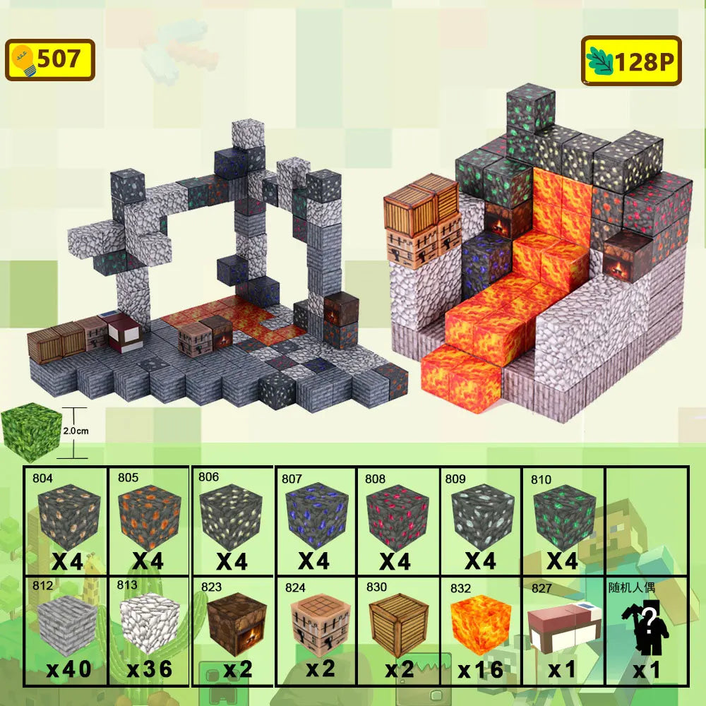 Mine World Magnetic Building Blocks | Kids STEM Magnet Cube Set