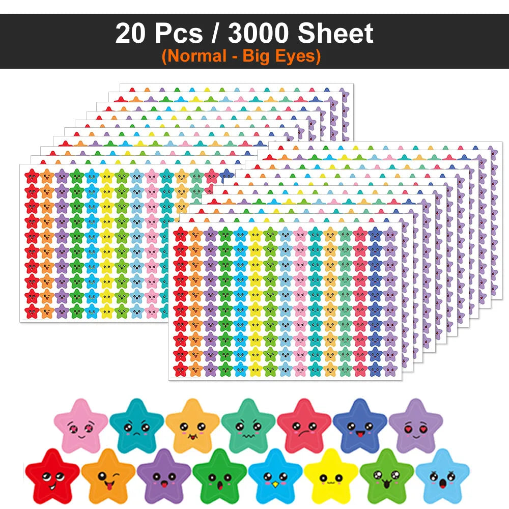 Happy Face & Stars Reward Stickers Pack for Kids & Teachers