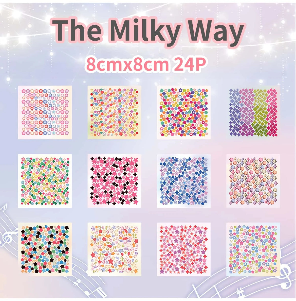24 Sheets Holographic & Matte Mini Sticker Book for Journaling