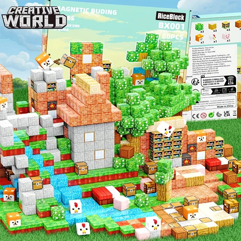 Mine World Magnetic Building Blocks | Kids STEM Magnet Cube Set