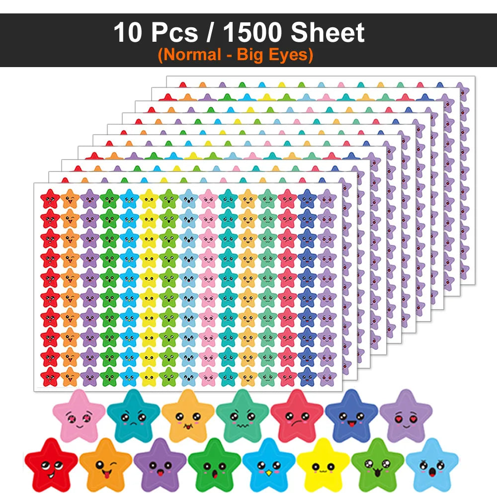 Happy Face & Stars Reward Stickers Pack for Kids & Teachers