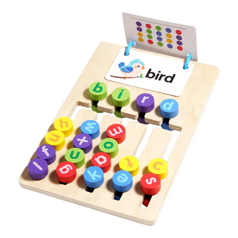 2-in-1 Wooden Word Building & Five-Color Matching Game – Educational Puzzle for Kids