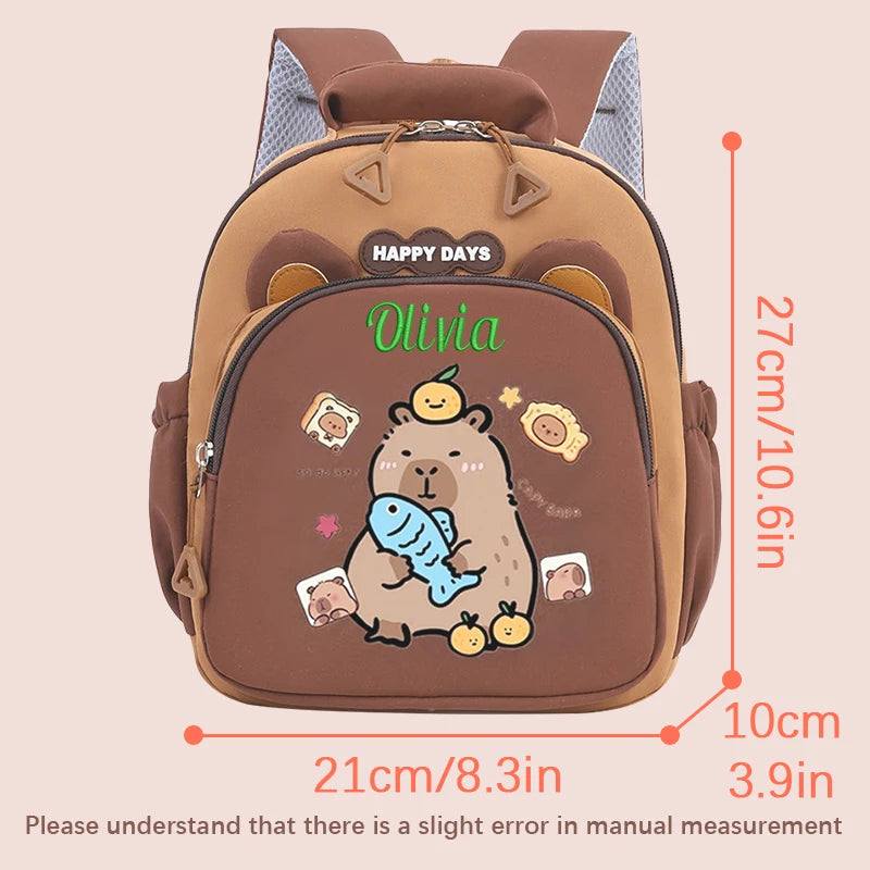 Cute Embroidered Capybara Casual School Backpack