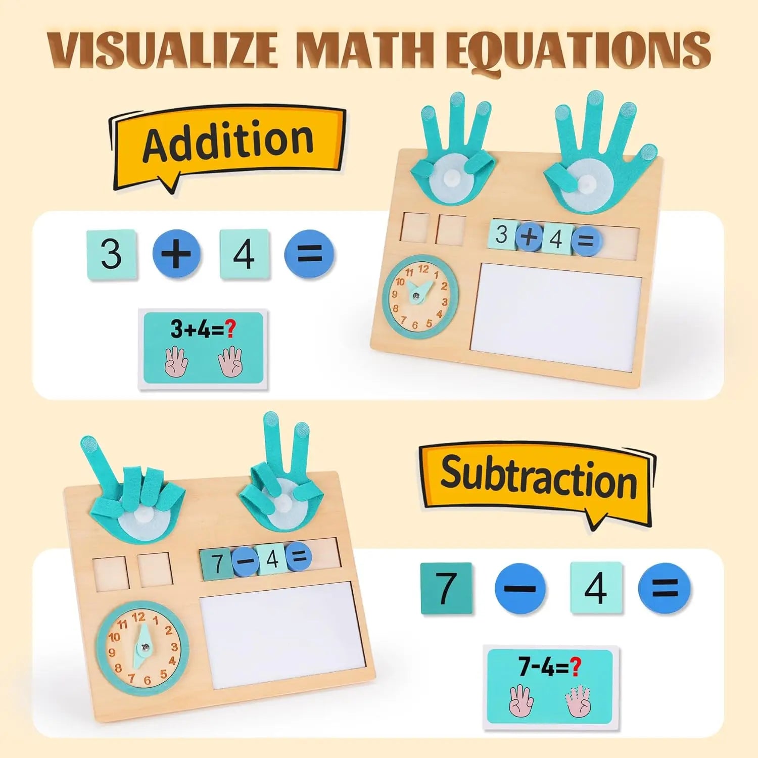 Montessori Wooden Math Counting To Finger Number Teaching Aids Preschool Educational Learning Toy for Kids 3-5 Years Old Gifts