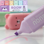 Cute Bear Mini Pastel Highlighter Pens Set for Students