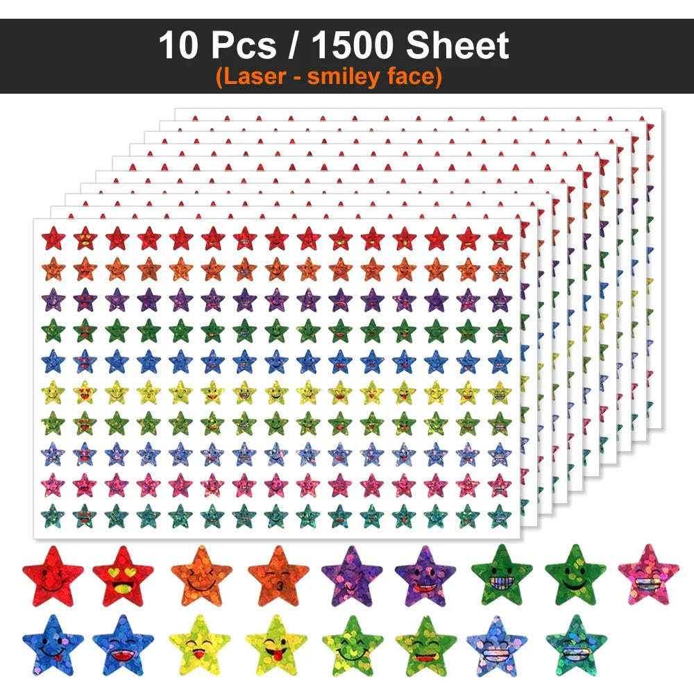 Happy Face & Stars Reward Stickers Pack for Kids & Teachers
