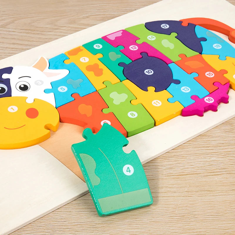 3D Wooden Animal Jigsaw Puzzle for Toddlers